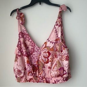 Intimately Free People Pink Floral Crop Top Size Large